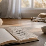 Citation sur le yoga : paix intérieure sur un tapis de yoga, carnet et souffle
