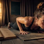 Ashtanga yoga : transition en planche basse sur tapis