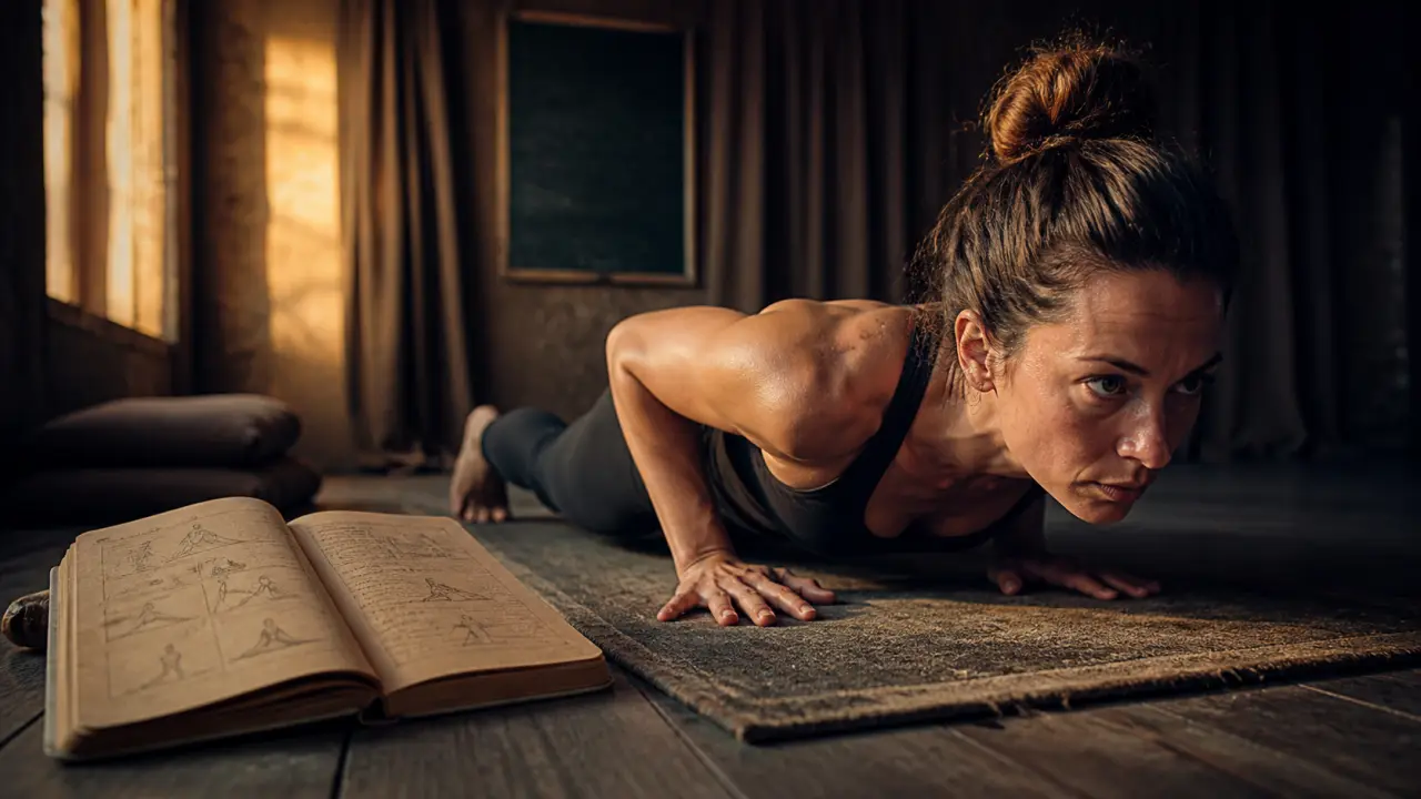 Ashtanga yoga : transition en planche basse sur tapis