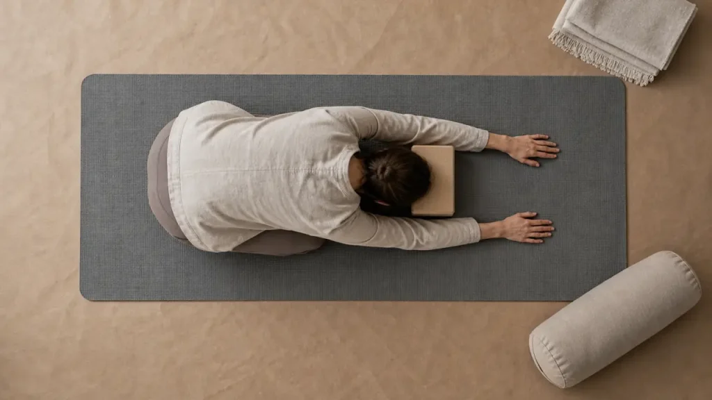 Front au sol, genoux souples : réussir la position de l’enfant yoga sans forcer