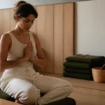 Sejour meditation yoga : personne en yoga, studio retraite
