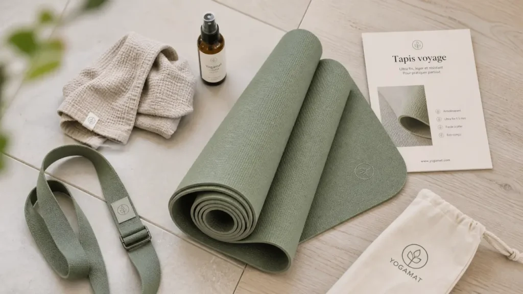 Tapis de yoga de voyage : 2 mm, adhérence et pliage pour pratiquer partout