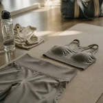 Vetements yoga : legging taille haute et brassière de sport, tissu respirant