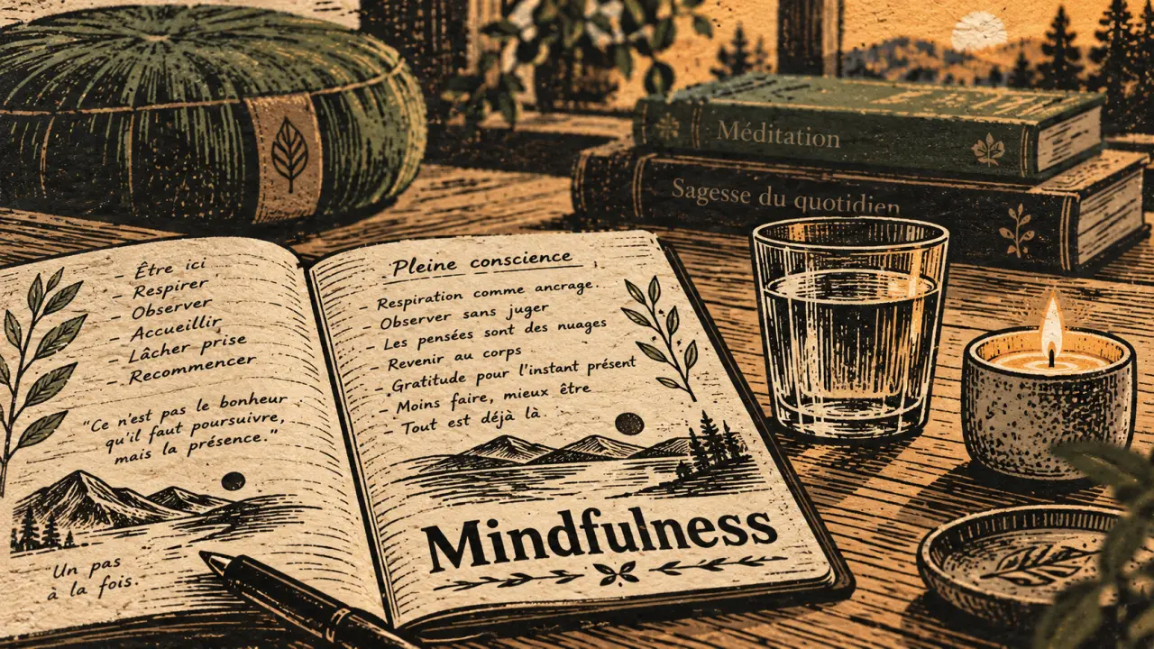 Formation méditation pleine conscience Mindfulness, carnet et bougie