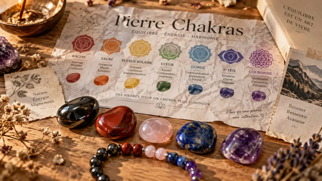 Quelle pierre pour les chakras ? 7 repères entre couleur, intention et ressenti