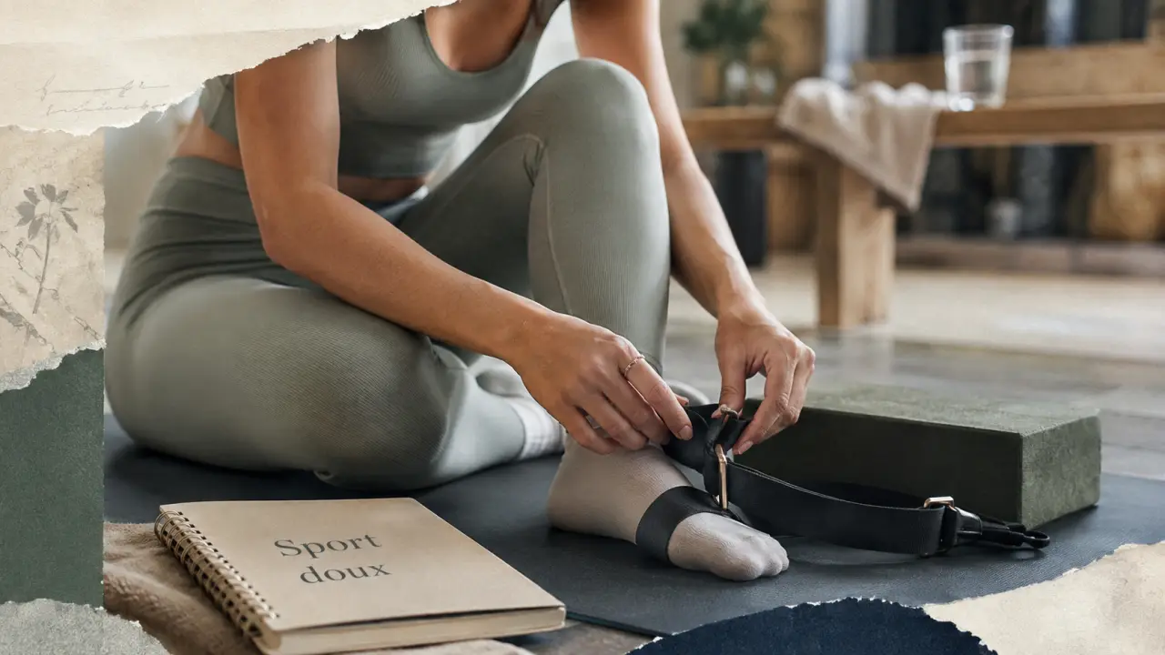 Sport doux : femme en pilates sur tapis de yoga